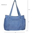 thumbnail image 4 of SPEKSEE Large Capacity Washed Denim Tote Bag, Casual Daily Shoulder Handbag with Zip‑Top Closure Roomy Denim Purse for Work Commute Shopping Travel, 4 of 7