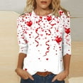 thumbnail image 4 of Qepwscx Tshirts Shirts For Women 3/4 Long Sleeve Valentine'S Day Crew Neck Sweatshirts Love Heart Printed Womens Blouses Going Out Tops Pullover Sweatshirts Spring Fall Graphic T-Shirt Festival, 4 of 5
