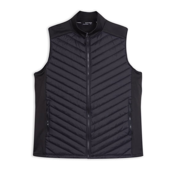 Krumba Mens Sleeveless Lightweight Vest: Zip Up Quilted Pockets Packable Jacket - Casual for Outdoor Running Hiking Travel Black Size L