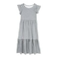 thumbnail image 5 of Huvoen Flower Girl Dress Fashion Girls Summer New Short Sleeves Round Neck Solid Color Dress Gray 140, 5 of 5
