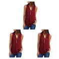 thumbnail image 3 of sweethay Top femenino Camisa casual Sin mangas con cremallera Ropa elegante Cuello en V Blusa de gasa Novias Hija Vino rojo M Vino rojo M 3Conjunto, 3 of 6