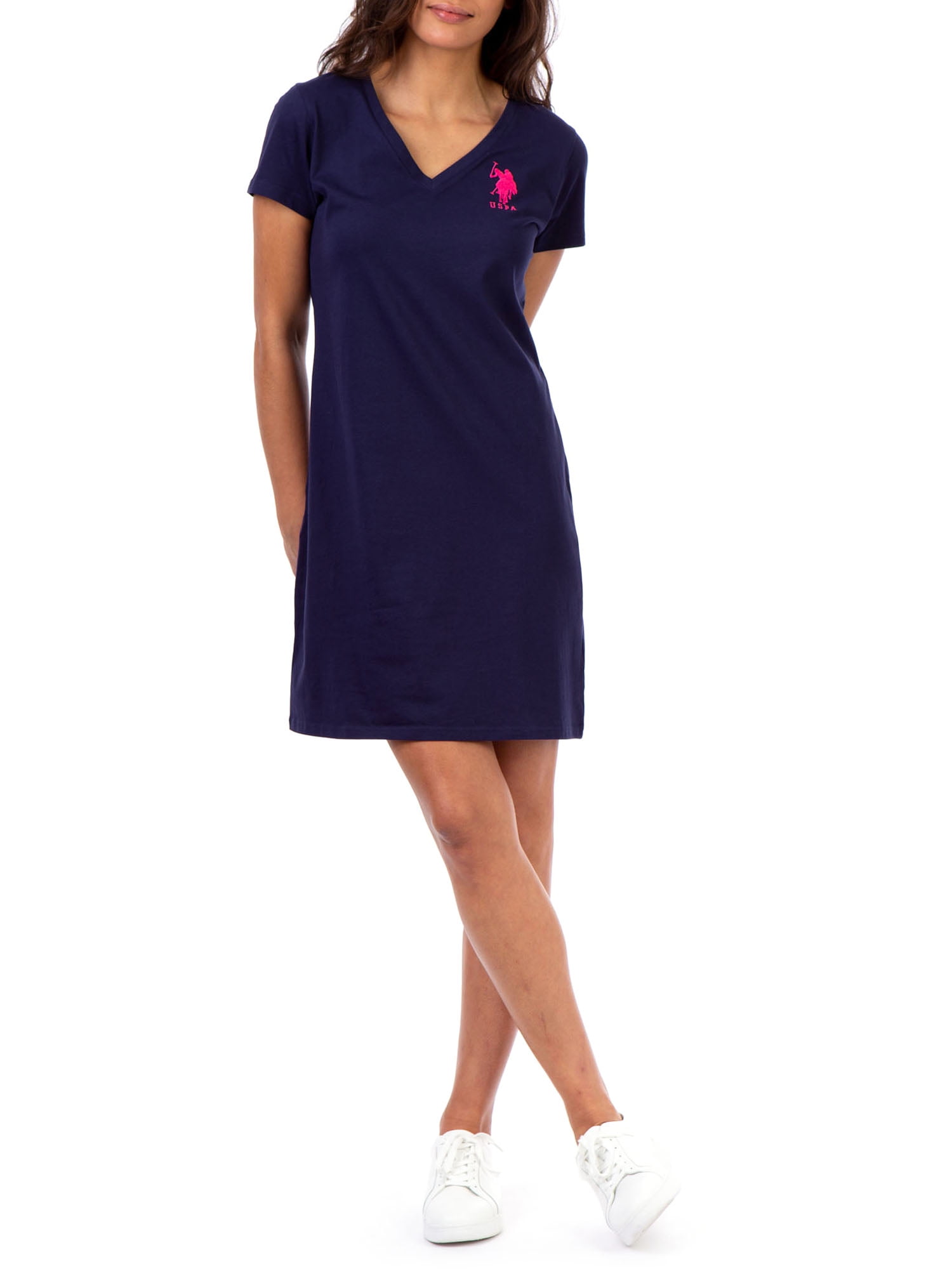U.S. Polo Assn. Solid Vneck Dress Women's - Walmart.com