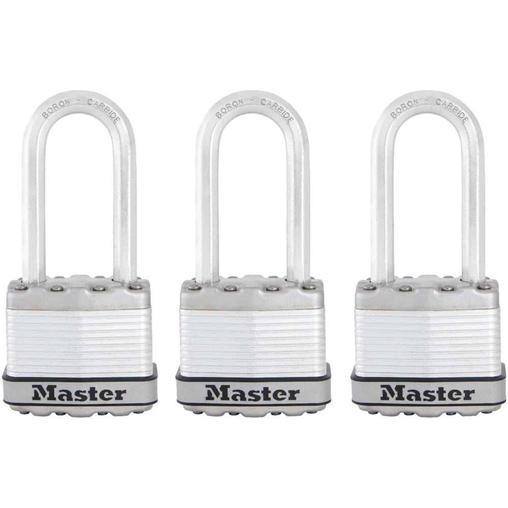 Master Lock M1XTRILH Magnum Heavy Duty Padlock with Key, 3 Pack Keyed
