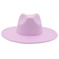 thumbnail image 4 of Sombrero de fieltro de cachemira de color liso con ala grande para otoño e invierno, sombrero de jazz, sombrero francés, 4 of 6
