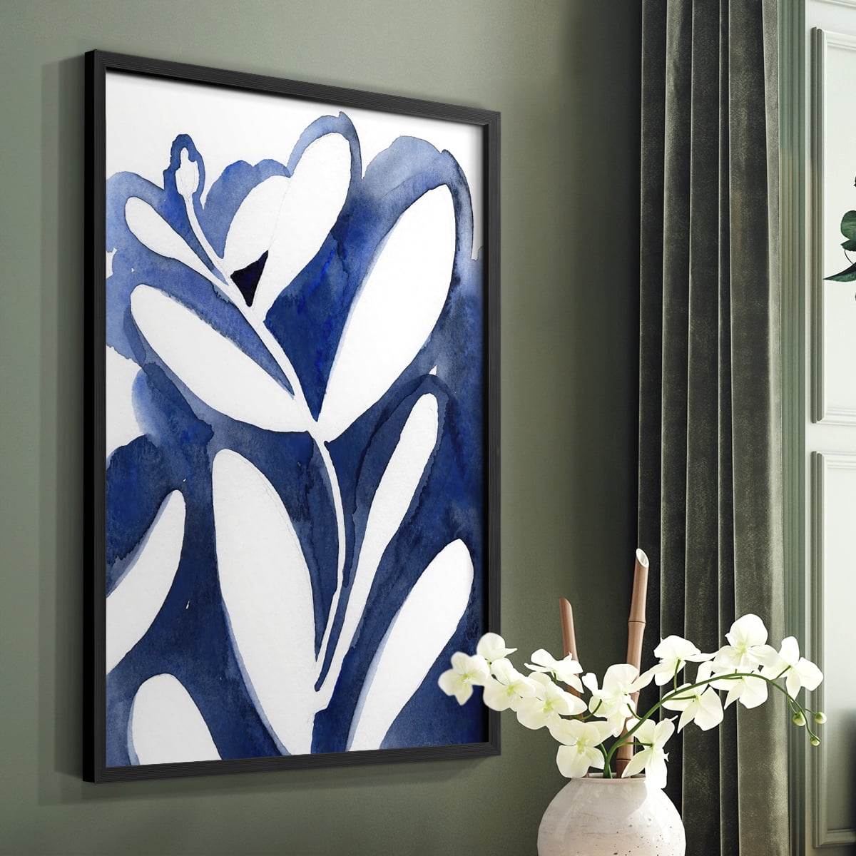 Blue Eucalyptus I Framed Print in Black Solid Wood Framed Print No Nail Hanging
