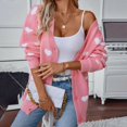 thumbnail image 1 of Women's Mid Length Button Down Sweet And Fashionable Love Knitted Cardigan, 1 of 9