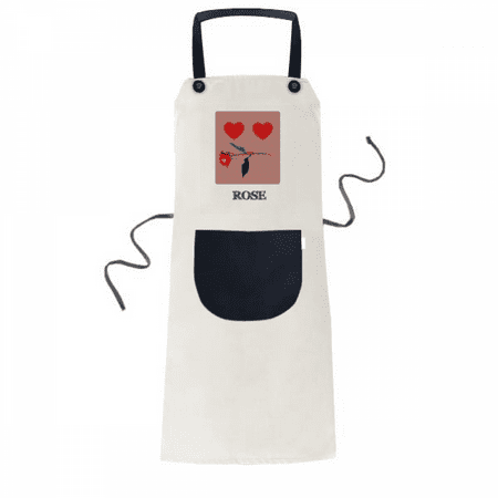 

Red Love Emotion Like Rose Apron Adjustable Bib Cotton Linen BBQ Kitchen Pocket Pinafore