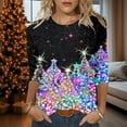 thumbnail image 2 of Fiaer Christmas Women 3/4 Sleeve Shine Tshirts Oversized Crew Neck T Shirts Loose Fit Fashion Comfort Casual Xmas Tops Black S, 2 of 4