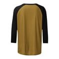thumbnail image 5 of 3/4 Length Sleeve Womens Tops Trendy Casual Patchwork Color Block Shirts Crew Neck Blouses Loose Fit Tshirts Fall Winter Ladies Going Out Tops, 5 of 5
