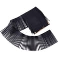 thumbnail image 2 of 2 Yards Leather Fringe Trim 4 Inch PU Leather Tassels Black Tassel Trim DIY Dance Skirt Tassel Fringe Wrap Cover for Keychain Clothes Dress DIY Lamp Shade Bag Sewing Craft Embellishment, 2 of 9