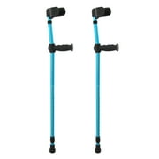 2Pcs Aluminum Alloy Folding Walking Forearm Crutches Stick for Elderly Blue