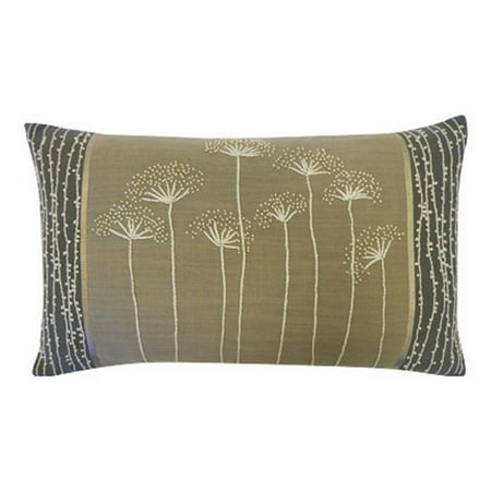 Vivai Home Grey Floral Dandelion Rectangle 12x 20 Cotton Feather