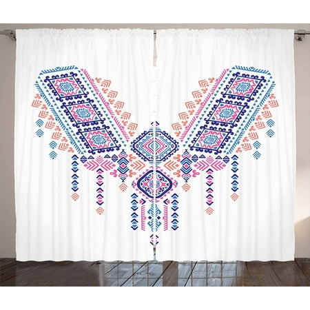 Tribal Decor Curtains 2 Panels Set Ethnic African Geometric