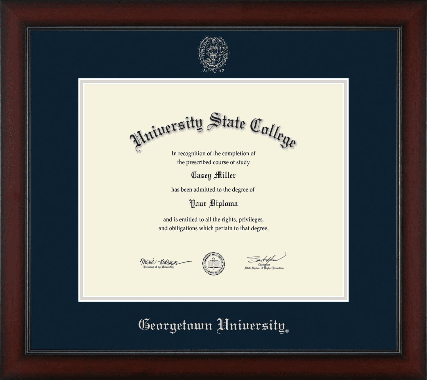 University Diploma Frame, Document Size 17" x 14"