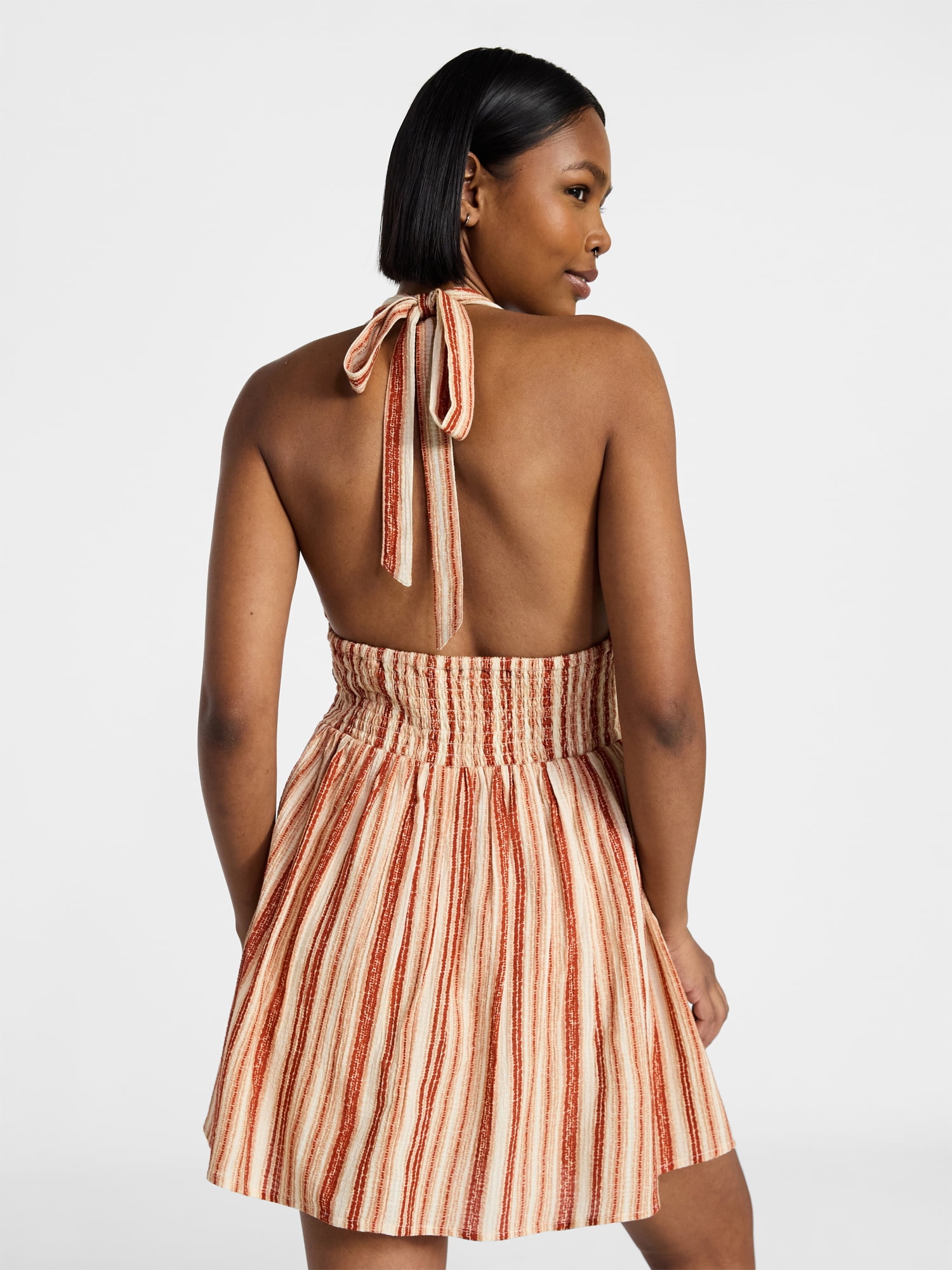 No Boundaries Smocked Cotton Halter Mini Dress, Women's XXS-XXL