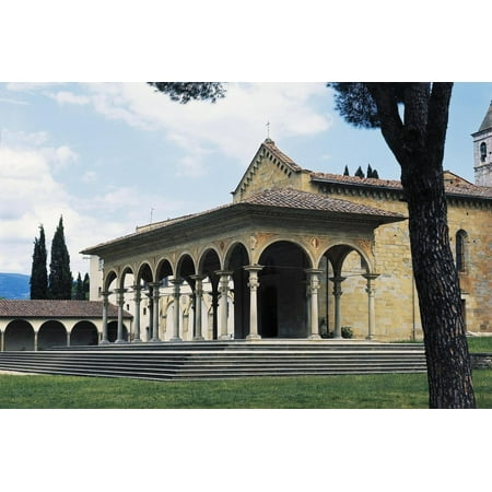 Grace Gothic Collection - Facade of Church of St Mary of Grace, 15th Century, Late Gothic Style, Arezzo. Tuscany, Italy Print Wall Art