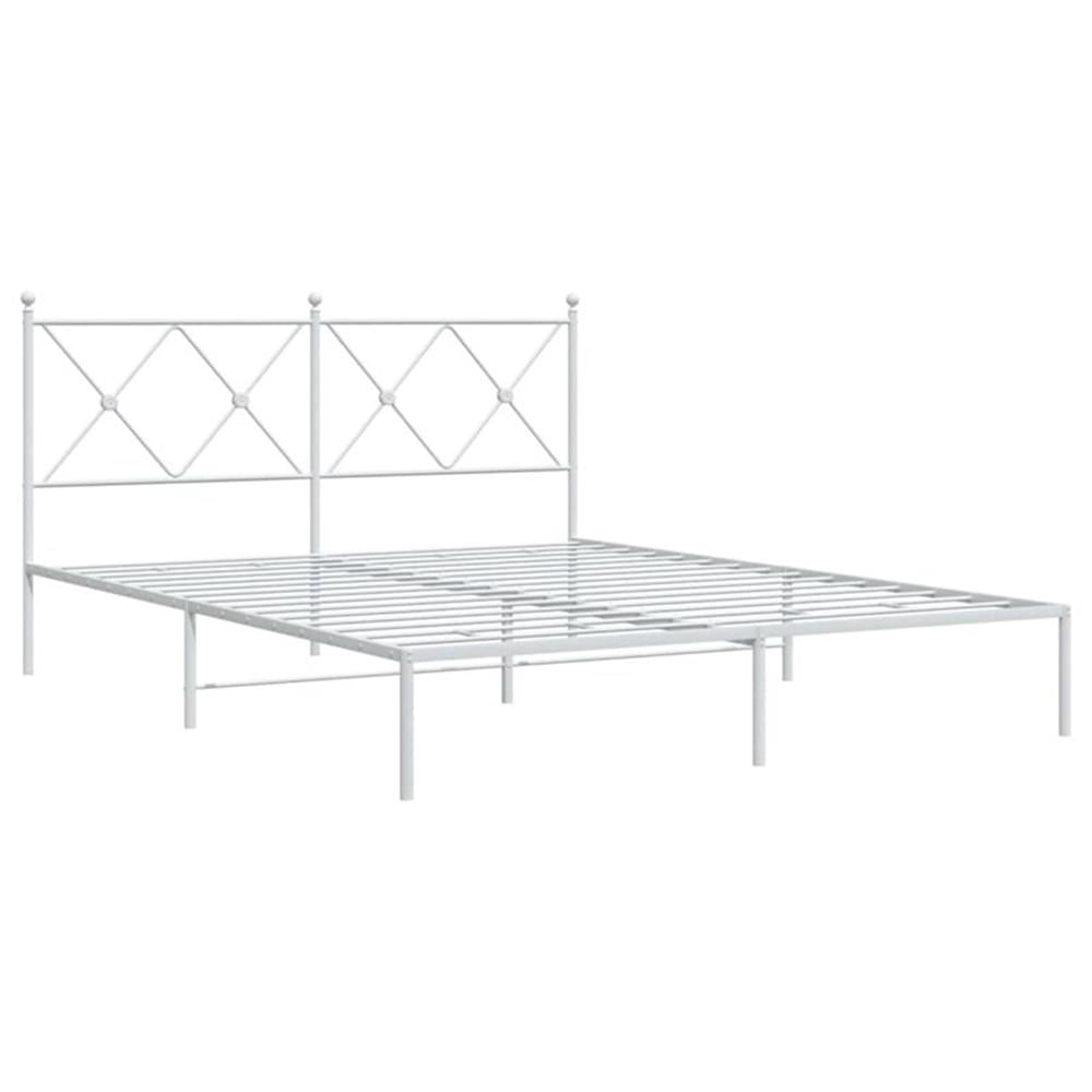 Bowery Hill Powder-Coated Steel King Size Bed Frame in White