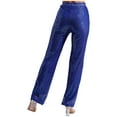 thumbnail image 2 of TiaoBug Womens Glitter Sequins Wide Leg Pants Rave Dance Fully Lining Loose Bling Trousers Royal Blue L, 2 of 5