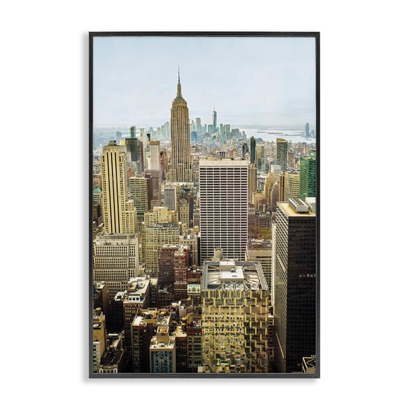 Stupell Industries Overlooking Cityscape Buildings Cityscapes Photography Black Framed Art Print Wall Art, 12 x 18