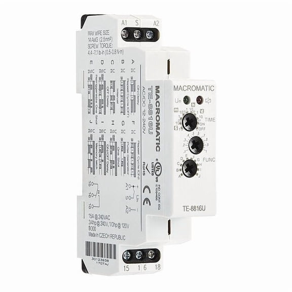 Macromatic MultiFunTimeDelayRelay, 240VAC, 6Pins TE-8816U