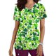 thumbnail image 1 of Fiudx Liquidación de Ahorros de Verano Blusa de Manga Corta con Cuello En V para Mujer, Blusa con Bolsillos Estampados para El Día de San Patricio, Enfermería, 1 of 5