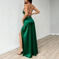 thumbnail image 7 of Mifsaly Satin Dress for Women Maxi V Neck Sleeveless Bodycon Silk Dresses Elegant High Slit Party Club Going Out Wedding Guest Evening Gowns S, 7 of 7