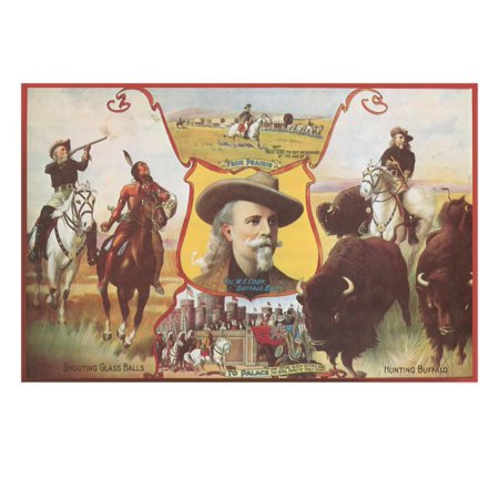 Rtr Art - Buffalo Bill with Indians and Bison Print Wall Art