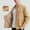 Khaki, variant on Men's Polar Fleece Shacket Long Sleeve Casual Button Down Shirt Jacket with Pockets Turndown Collar Coat Gray M