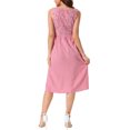 thumbnail image 3 of INSPIRE CHIC Plaid A-Line Dress for Women Smocked Sleeveless Crew Neck Flowy Midi Summer Dresses with Pockets XS Red White, 3 of 6