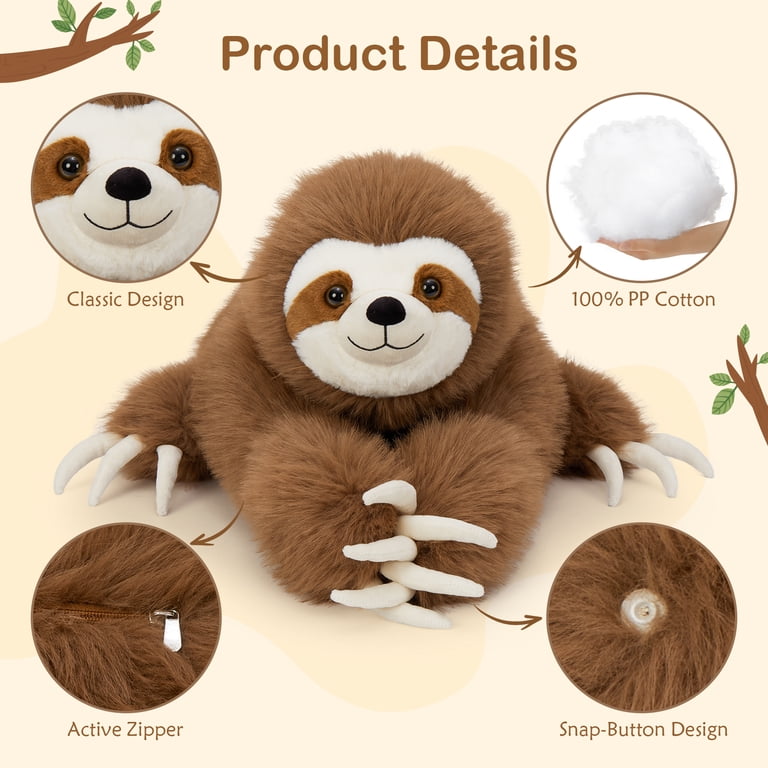 Morismos 27.5" Giant Sloth Plush with Snap-Button Hands photo 3