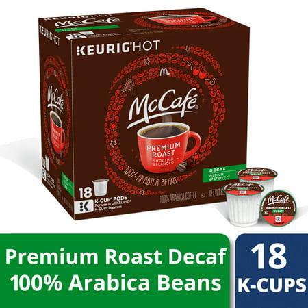 McCafe Premium Roast Decaf Coffee K-Cup Pods, Decaffeinated, 18 ct - 6.2 oz (Best Rated Coffee Pods)