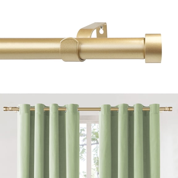 MaKefeile Classic 48 Inch Gold Curtain Rods Heavy duty Single Curtain Rod for Windows,1 Inch Diameter