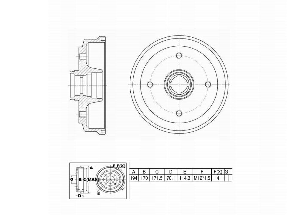 Winstop Brake Drum, Rear WS236641, Ford Festiva 1993-1988