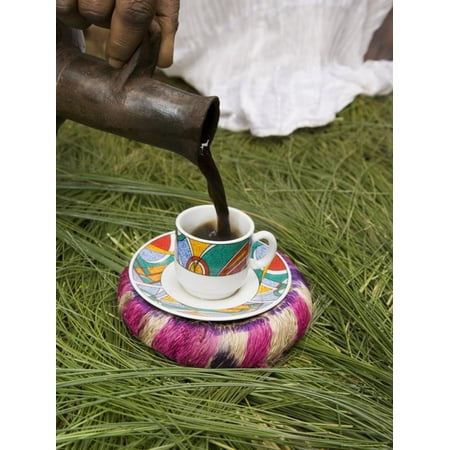 Glass Pouring Ceremony Kit Pouring Coffee During a Coffee Ceremony, Ethiopia, Africa Print Wall Art By Gavin Hellier ()