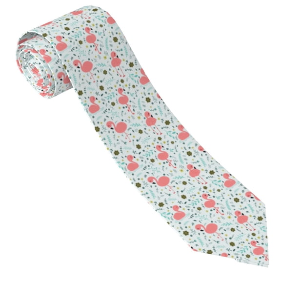 Xecao Cute Flamingo Print Tie For Men Necktie Woven Jacquard Neck Ties,Classic Men's Tie