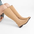 thumbnail image 5 of LOVE STEETLY Women's Knee High Low Heel Riding Boots, Side Zipper Round Toe Faux Leather Casual Comfort Versatile Boot, 5 of 6