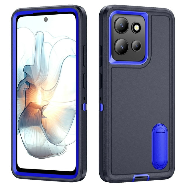 for Motorola Moto G Power 2025 Case, Moto G Power 2025 Phone Case with Built in Kickstand, Shockproof/Dustproof/Drop Proof Heavy Duty Military-Grade Rugged Protective Cover for Moto G Power 2025,Blue