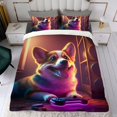 thumbnail image 4 of Corgi Conjunto de sábanas temático, trío de piezas, cómodo y amigable con la piel, diseño único, regalo de decoración para el hogar para familiares, amigos y fans, 90 cm * 190 cm, 4 of 6