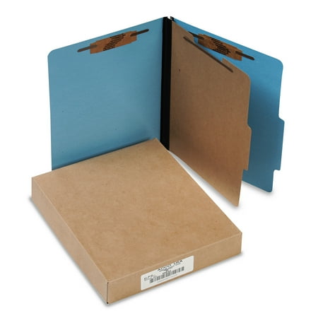 ACCO ColorLife PRESSTEX Classification Folders, Letter, 4-Section, Light Blue, 10/Box