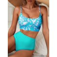 thumbnail image 2 of Set de bikini Herseas para mujer, talle alto, color turquesa, talla pequeña, 2 of 6