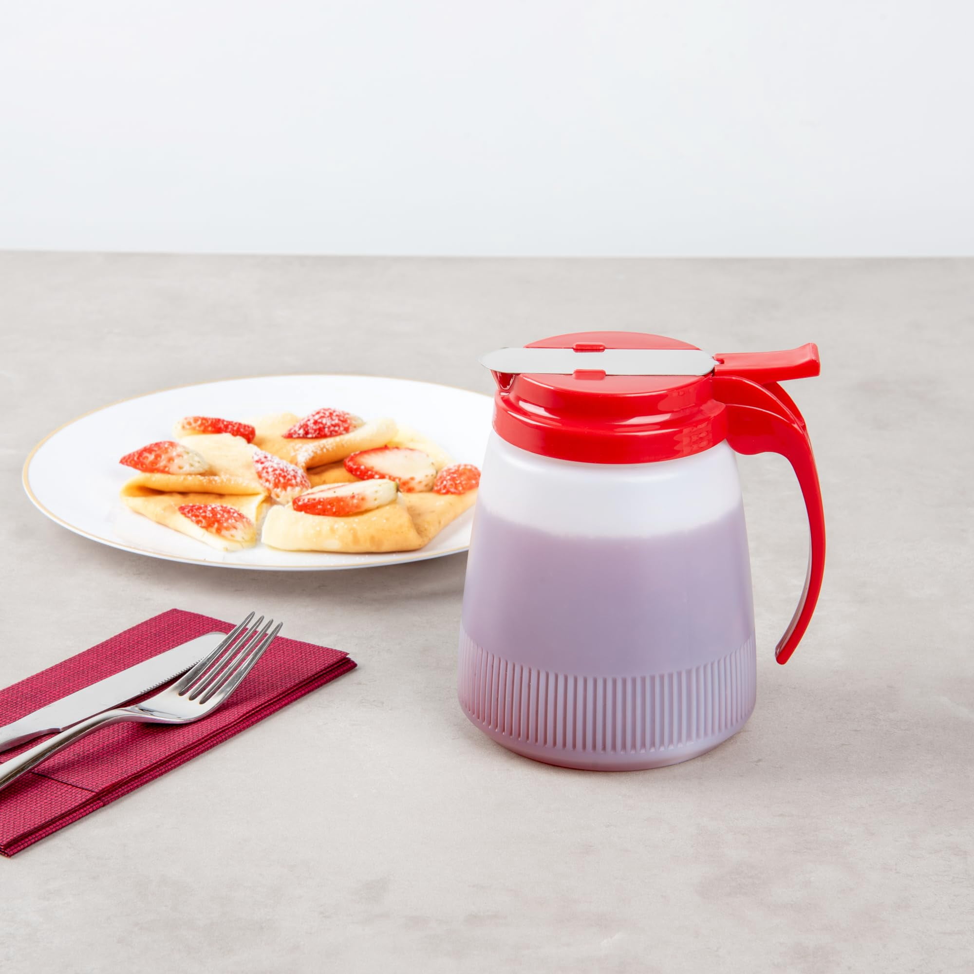 -chef 101 32 Ounce All Purpose Syrup Dispenser  1 Honey - Red Top Stainless Steel Slide Cover Plastic Pancake Bottle For Diners Restaurants Home