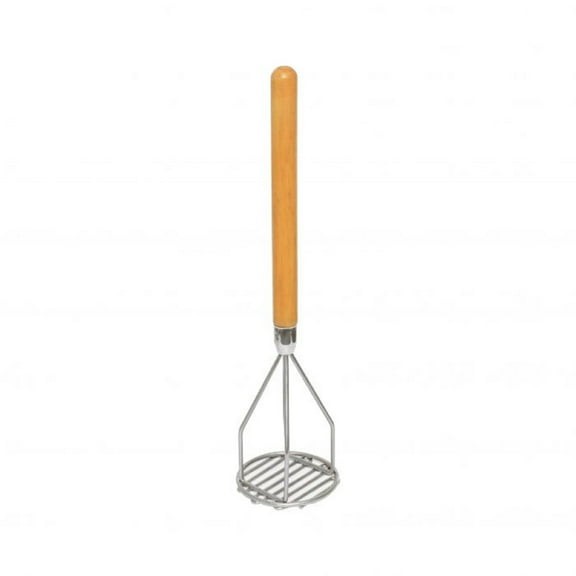 Truecraftware – 18- inch Round Shape Heavy Duty Mashed Potato Masher, Iron Plated with Wooden Handle