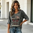 thumbnail image 6 of xunjiayanmaoyi Women's 9/11 Memorial T-Shirt 25th Anniversary Loose V-Neck 3/4 Sleeve Acid Wash Tee Soft Fabric S-5XL 9 Colors 1 Pc for Everyday/Patriotic Wear, 6 of 6