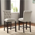 thumbnail image 3 of Leviton Solid Wood Tufted Asons Counter Height Dining Chair in Tan, Set of 2, 3 of 7