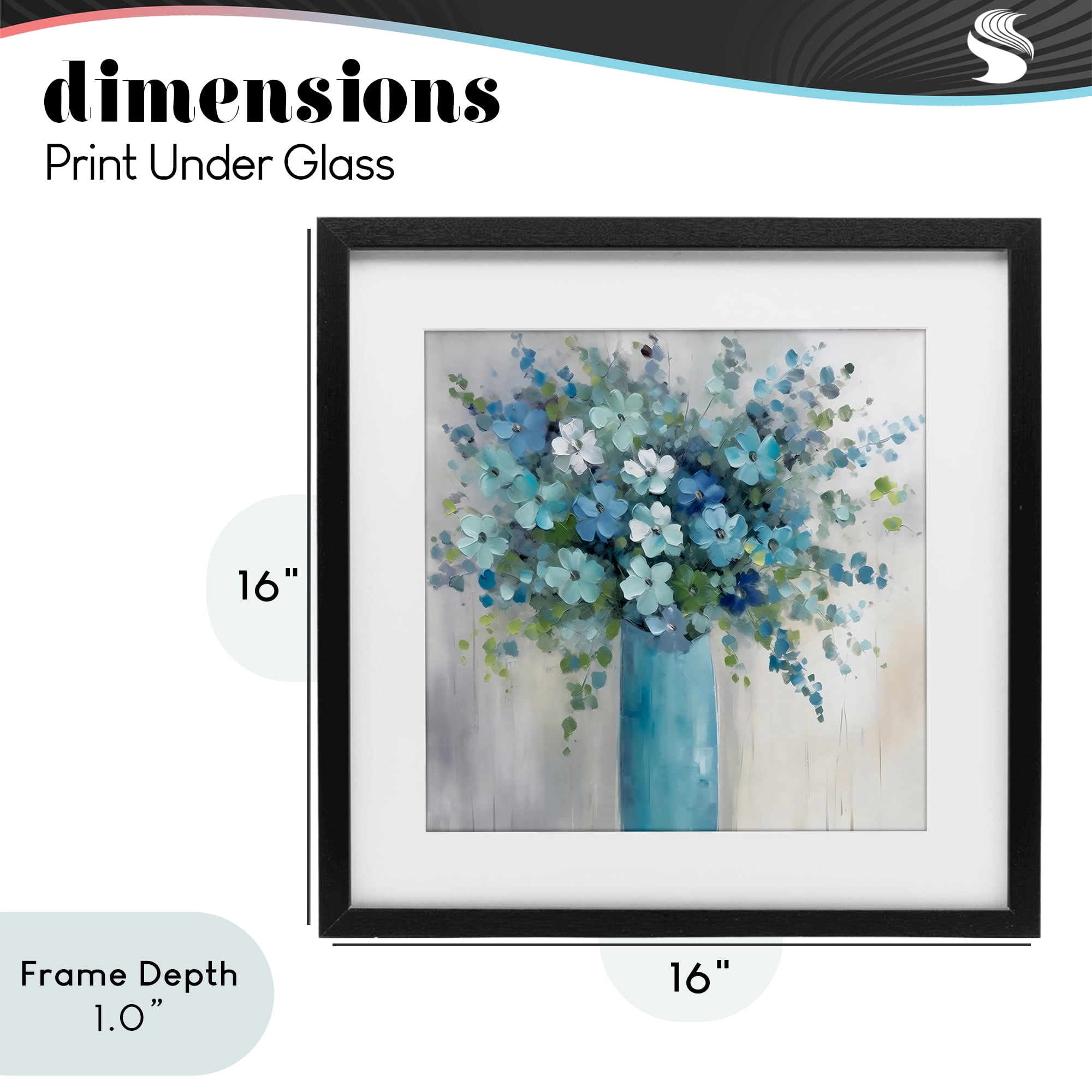 Stupell Industries Indigo Bouquet in Blue Vase Black Framed Print Under Glass, design by Creative Studio