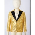 thumbnail image 3 of iiniim Kids Boys Shiny Sequins Tuxedo Suit Jacket Coat for Halloween Party Festival Dance 6-16 Gold 8, 3 of 7