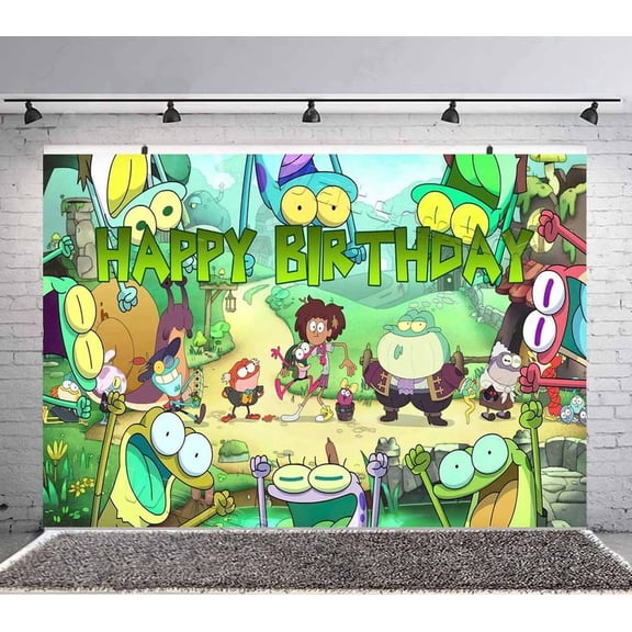 Amphibia Backdrop Banner Party Supplies Poster Movie Theme Background for Photography Kids Birthday Decorations