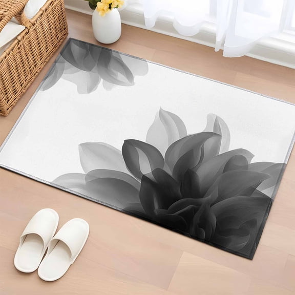 Rectangle Rug 2x3ft Area Rug,Abstract Gray Floral Flower on White Area Rugs for Living Room Bedroom,Bohemian Gradient Floor Mat Non-Slip Non-Shedding Carpet Indoor Accent Rugs