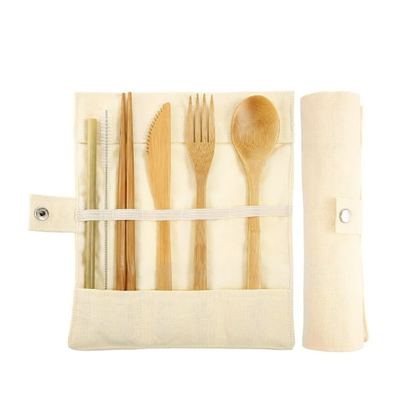 Bamboo Travel Utensil Set | Reusable Eco-Friendly Cutlery For Camping & Picnics | Portable Flatware Kit With Carrying Case
