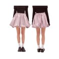 thumbnail image 2 of Yunliwuli Women Bubble Skirt, Elastic Waist Pleated Solid Summer Mini Skirt Streetwear for Casual Daily, 2 of 9